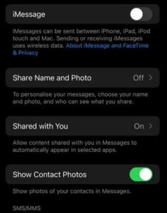 Disable and Re-enable iMessage