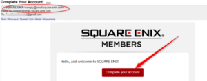 Square Enix will drop an email with a verification link